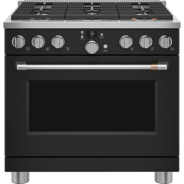 Café 36" Smart Dual-Fuel Commercial-Style Range Matte Black