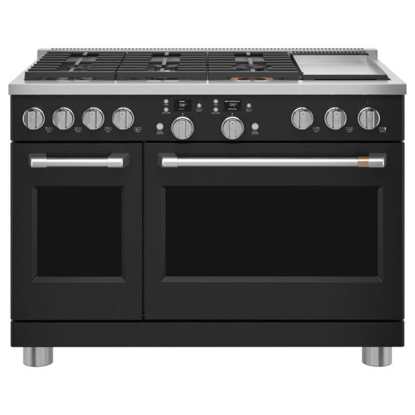 Café 48" Smart Dual-Fuel Commercial-Style Range with No-Preheat Air Fry Matte Black