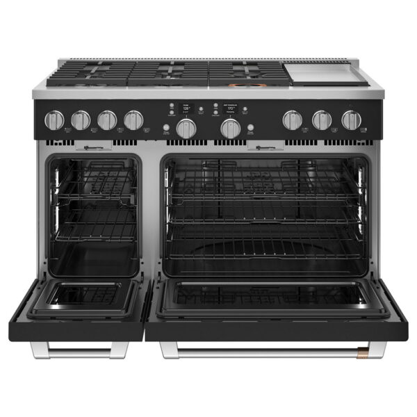 Café 48" Smart Dual-Fuel Commercial-Style Range with No-Preheat Air Fry Matte Black - Image 2