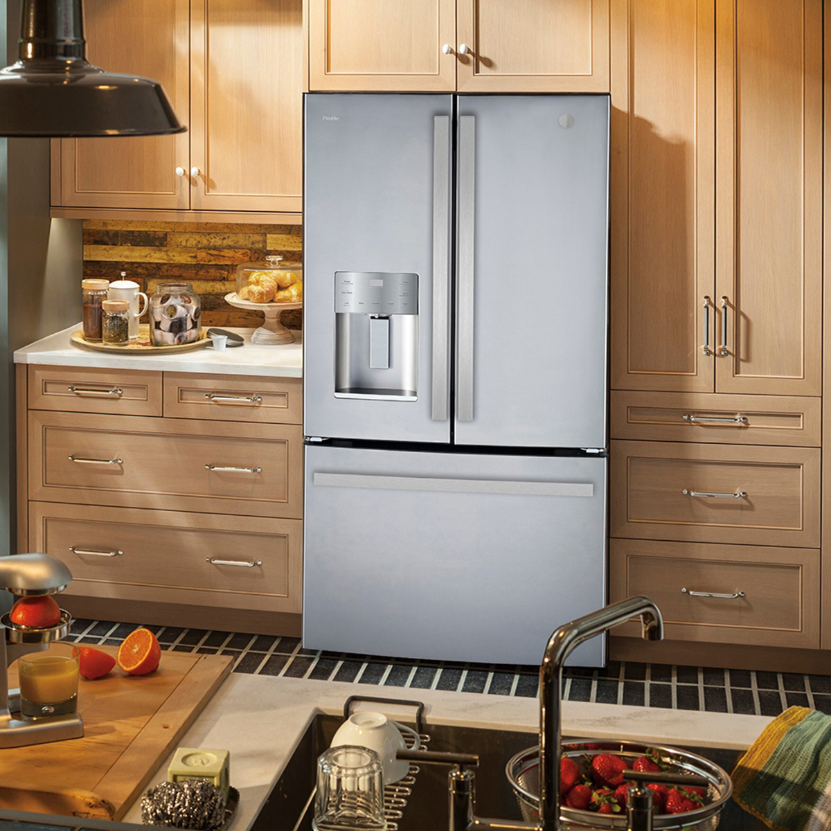 33" Counter-depth, bottom mount french-door refrigerator, 17.5 cu.ft.,External Ice and Water Dispenser - PYE18HYRCFS - Image 4
