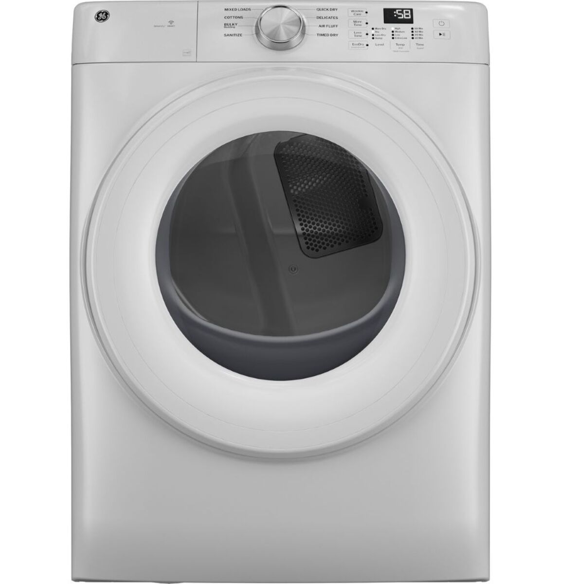GE 7.8 cu. ft. Capacity Front Load Electric Dryer with Sanitize Cycle, Control Lock and WiFi, White – GFD35ESMYWW